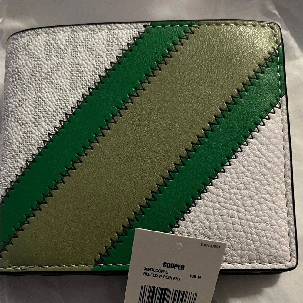 Michael Kors White and Green Men's Bi-Fold Wallet